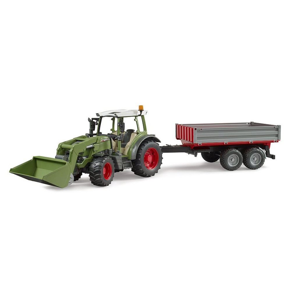BRUDER 02182 traktor Fendt Vario 211 z ładowaczem czołowym i przyczepą