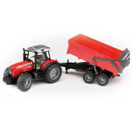 BRUDER 02045 Traktor Massey Ferguson z przyczepą