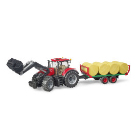 BRUDER 03198 Traktor Case Optumz przyczepą do wywozu balotów