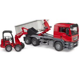 Bruder 03767 MAN TGS z zsuwanym kontenerem i ładowarką Schäffer Hoflader 2630