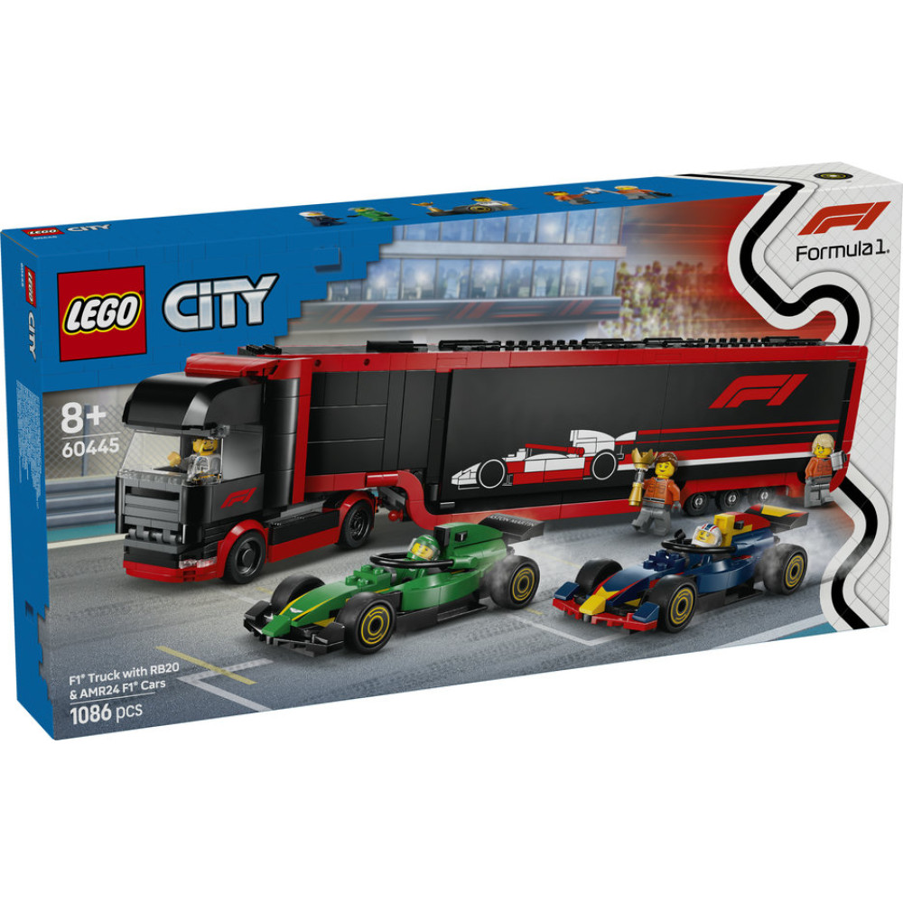 LEGO CITY 60445 F1® Ciężarówka z bolidami RB20 i AMR24 F1®