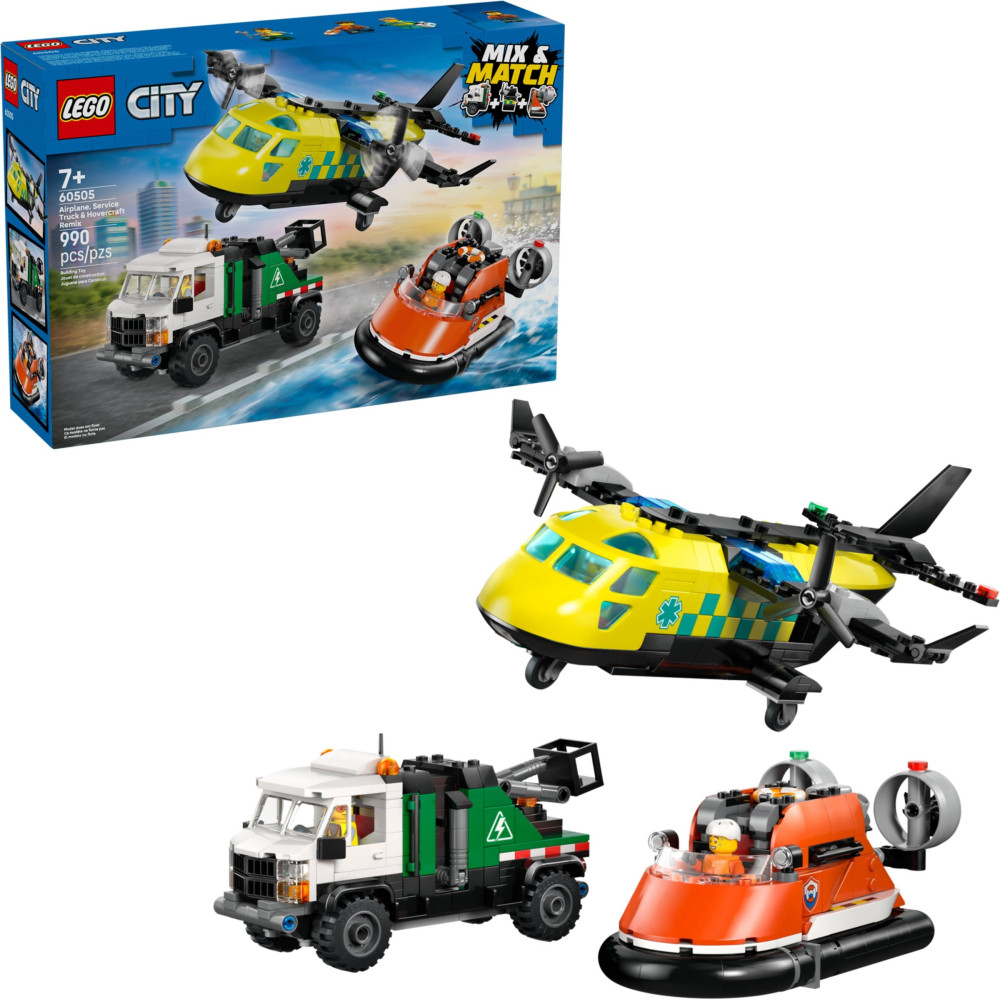 LEGO CITY 60505 Zestaw z samolotem, ciężarówką serwisową i poduszkowcem