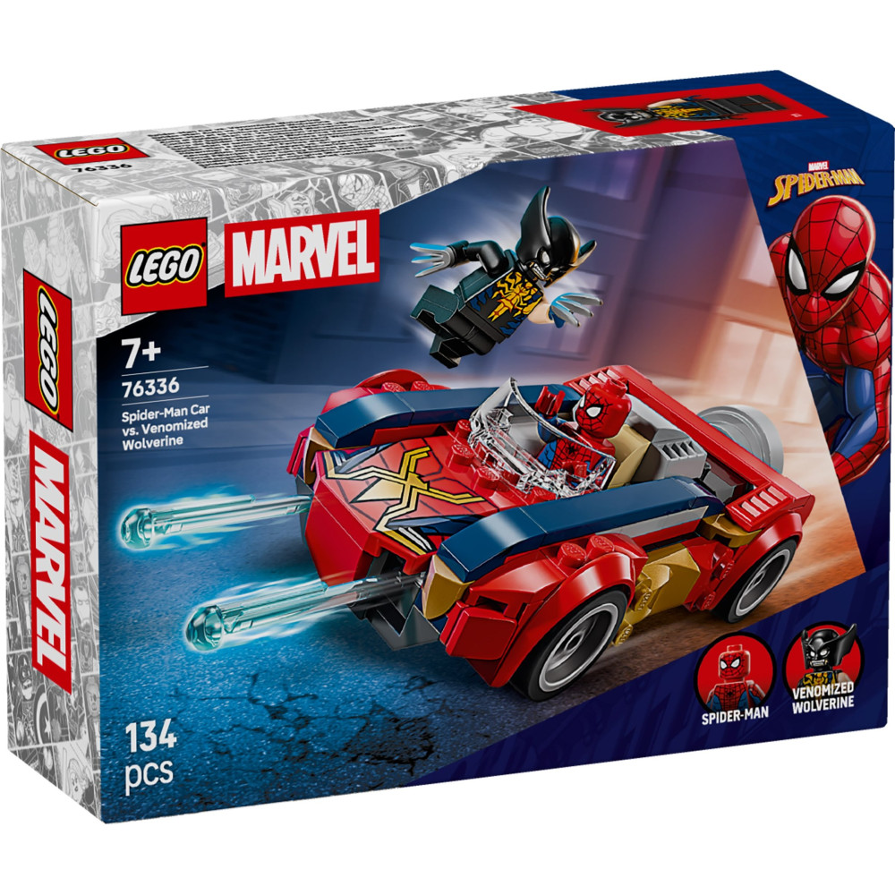 LEGO MARVEL 76336 Spider-Man w samochodzie kontra zvenomowany Wolverine